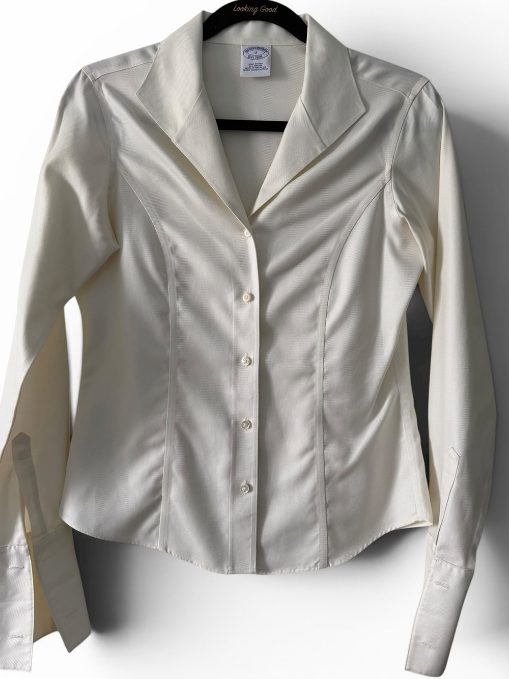 Brooks Brothers 1818 White Semi-Fitted Cotton Button Front Blouse Size 2 - Picture 2 of 6